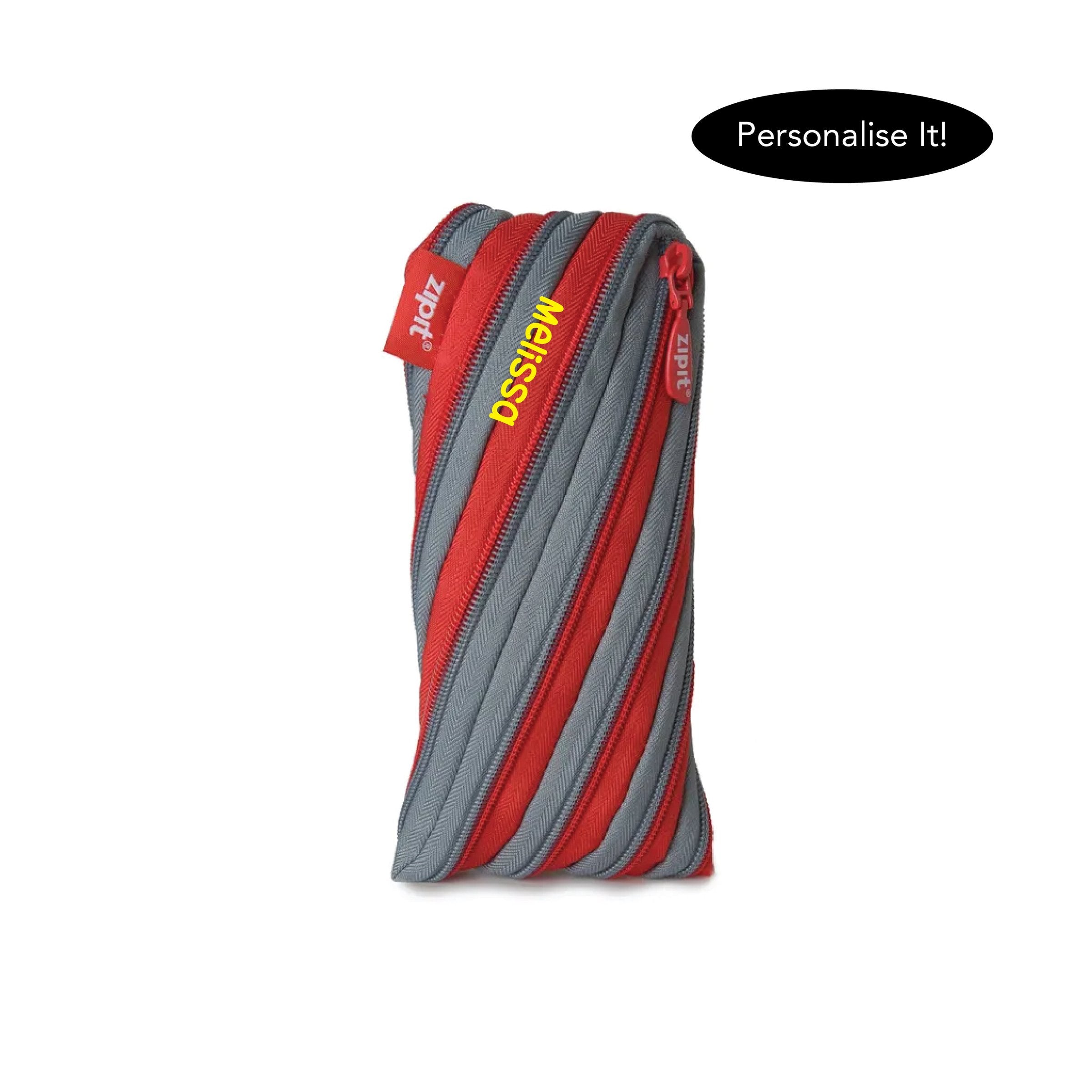 Zipit Bright Twister Pouch: Red & Grey