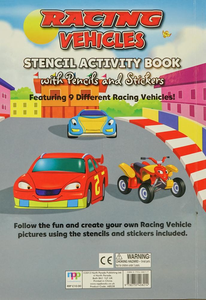 Activity Stencil Books - Racing Cars: Colouring & Activity