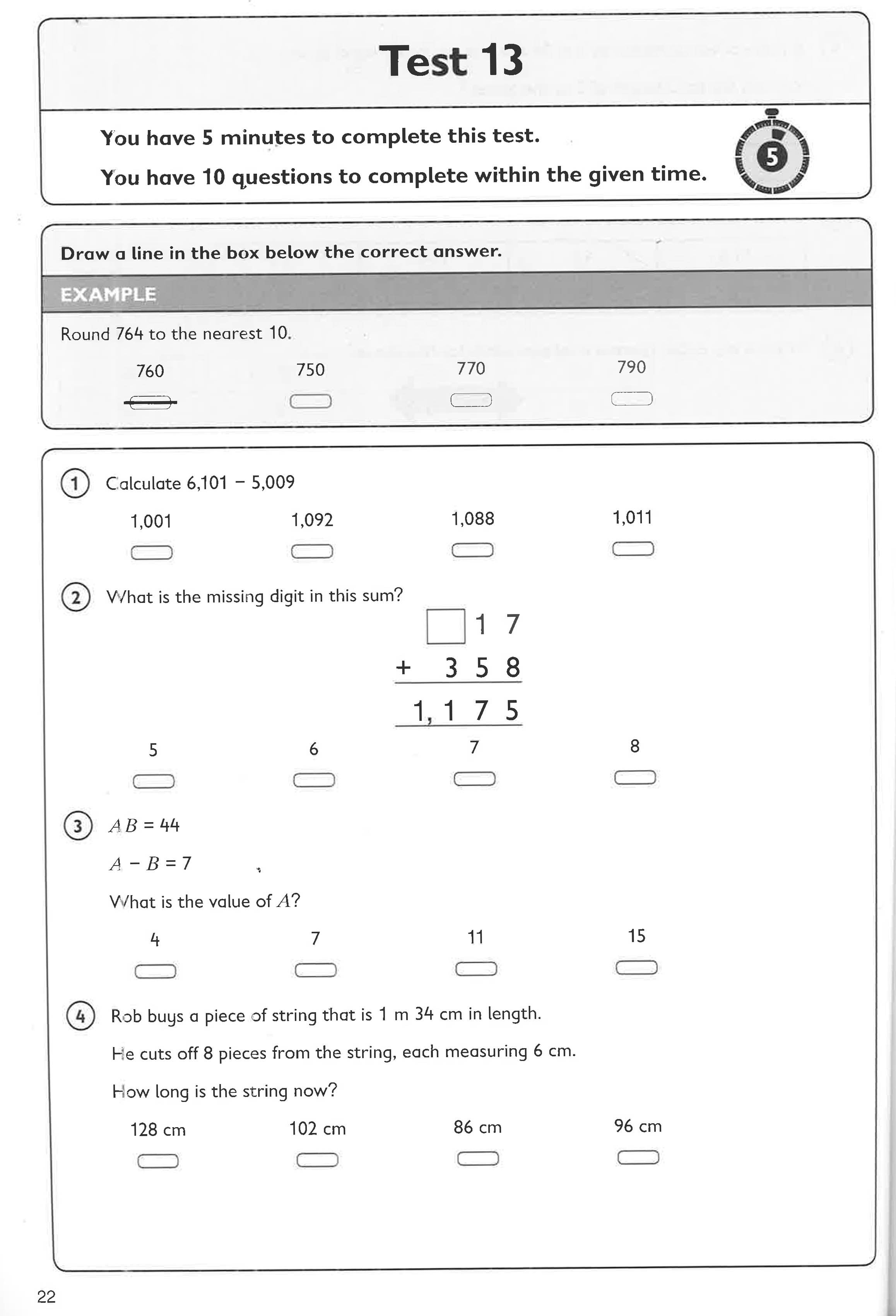 11+ Maths Quick Practice Age 9-10
