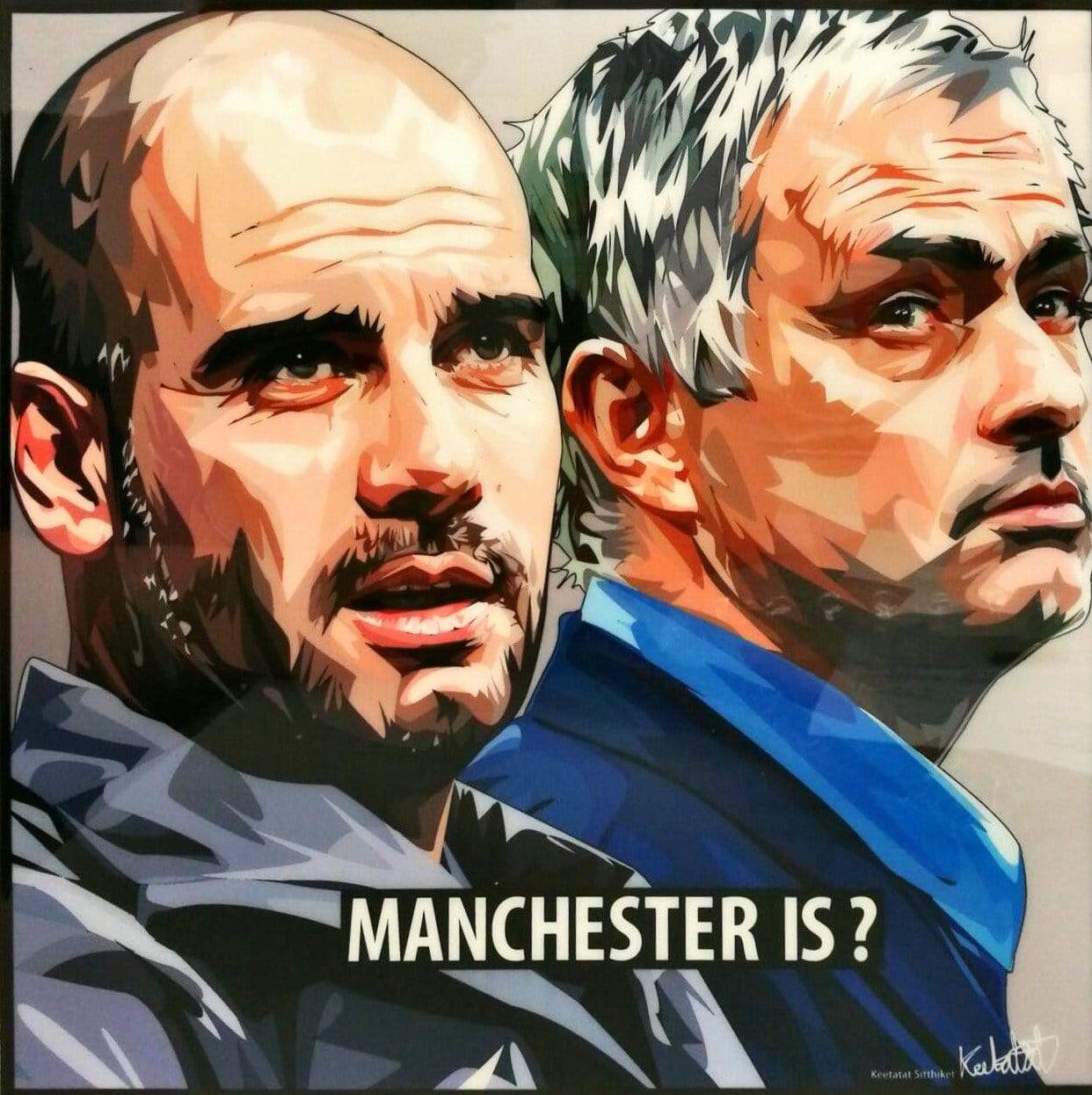 Pop Art: Pep And Mourinho - Manchester Is? (26 Cm X 26 Cm)